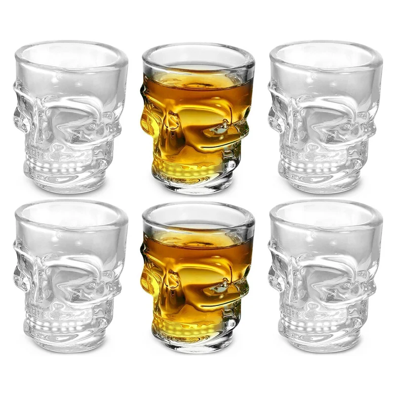 Wine Vodka Beer - 1/2Pcs Szklany kubek z czaszką Kreatywny