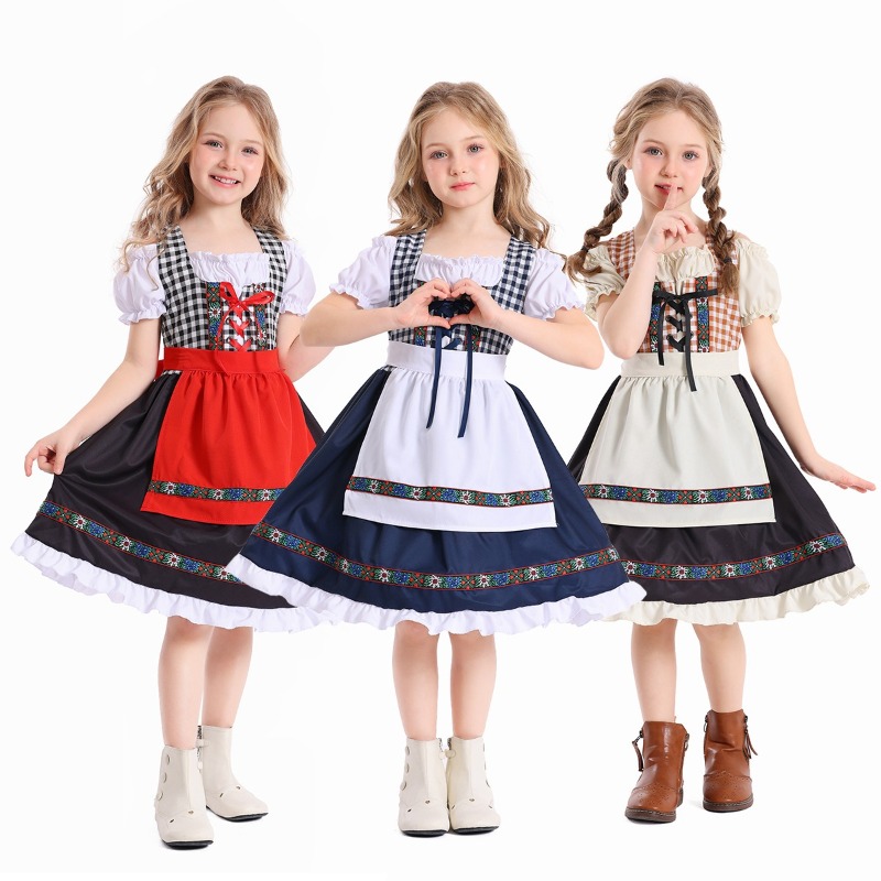 Beer & Wine Grab - Sukienka Oktoberfest Dirndl dla dziewczynek, niemiecki