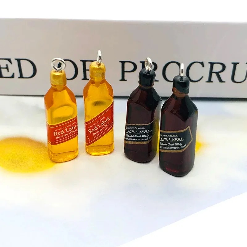 Wine Beer Bottle - 10 szt. Miniaturowe zawieszki z żywicy