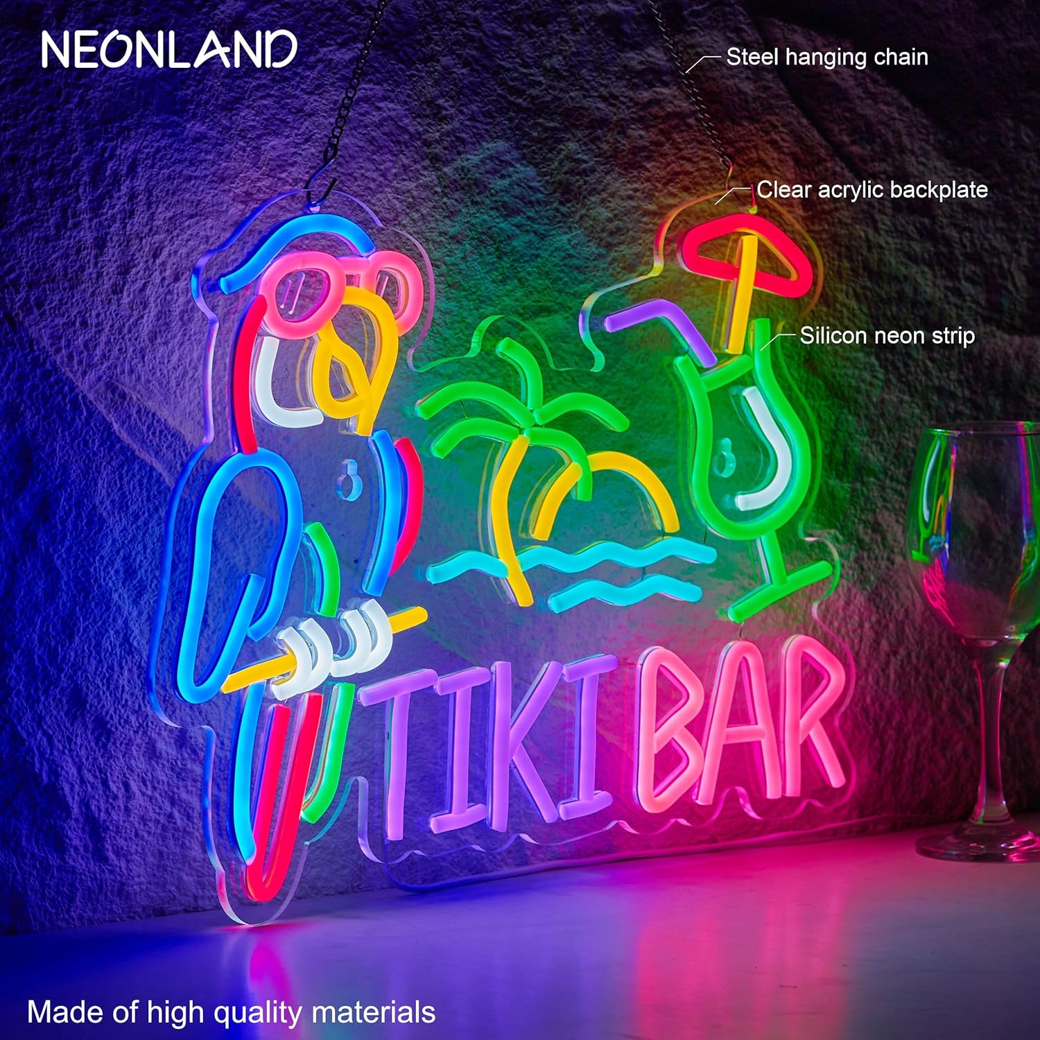 Neonowy Znak Tiki Bar Papuga P – Beer & Wine Grab recenzja i cena